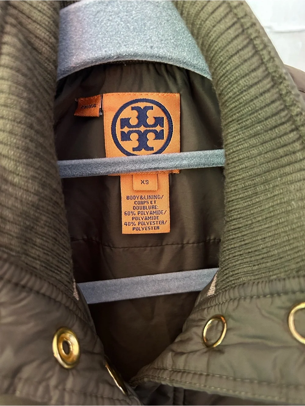 GUC Tory Burch Quilted Olive Vest with Gold Buttons size XS